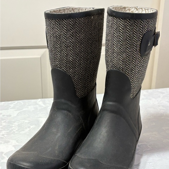 Chooka Classic Mid Cafe Racer Herringbone Black Boots Size 7 Wome - Picture 1 of 7